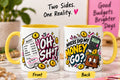 Oh Sh*t, Where Did My Money Go? OFBS mug hero showing both yellow-trim designs